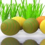 Easter Eggs Means Green Grass And Environment Stock Photo