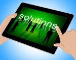 Solutions Tablet Represents Web Tablets And Technology Stock Photo