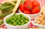 Variety Of Kitchen Ingredients With Fresh And Dried Legumes Stock Photo