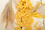 Italian Pasta Penne With Wheat Stock Photo