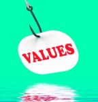 Values On Hook Displays Ethical Values Or Morality Stock Photo