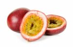 Passion Fruit With Half Isolated Stock Photo