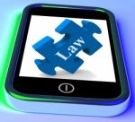 Law Smartphone Means Legislation And Justice Information Online Stock Photo