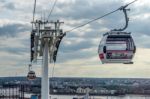 View Of The London Cable Car Over The River Thames Stock Photo