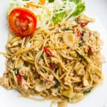 Spaghetti Pasta With Sweet Basil Stock Photo