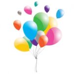 Multicolored Balloons On A White Background. Balloons On Sky Stock Photo