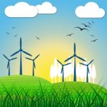 Wind Power Shows Renewable Resource And Environmental Stock Photo