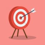 Arrow Hitting Target Stock Photo