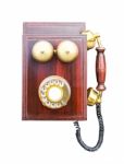 Antique Wooden Telephone Stock Photo