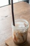 Iced Glass Of Latte Coffee Stock Photo