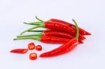 Red Chili Pepper On A White Background Stock Photo