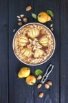 Fresh Homemade Pear Frangipane Tart Stock Photo