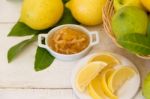 Sweet Lemon Jam From The Organic Garden Stock Photo