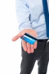 Businessman Displaying His Cash Card Stock Photo