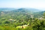 Nature View Mountain, Forest And Blue Sky Stock Photo