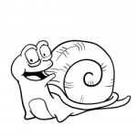 Hand Drawn Smiley Snail Cartoon- Illustration Stock Photo