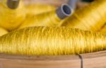 Sewing Threads Golden Color Stock Photo