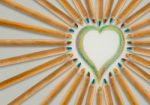 Color Pencils Allign To Heart Stock Photo