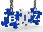 Biz Puzzle Shows Company Or Corporate Business Stock Photo