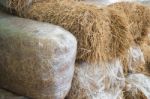 Stacked Blocks Of Bales Hay Stock Photo