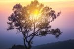 Instagram Filter Majestic Sunset In The Mountains Landscape. Dramatic Sky Stock Photo