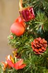 Decoration On Christmas Tree Stock Photo