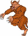 Werewolf Wolfman Running Attacking Stock Photo