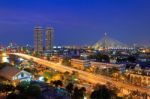 Bangkok City At Twilight Stock Photo