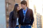 Young Couple In Love On The Street Stock Photo