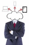 Invisible Businessman Cloud Computing Head Brain Idea Stock Photo