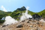 Owakudani Valley ( Volcanic Valley With Active Sulphur And Hot S Stock Photo