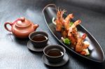 Pan Fried Tiger Prawn Stock Photo