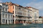 Motorboat Cruising Down The Grand Canal Stock Photo