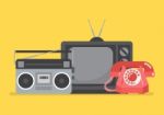 Retro Television And Radio Stock Photo