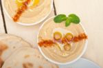 Hummus With Pita Bread Stock Photo