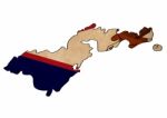 American Samoa Map On American Samoa Flag Drawing ,grunge And Re Stock Photo