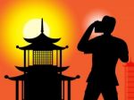 Pagoda Photographer Indicates Orient Chinese And Photographers Stock Photo