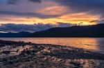 Sunset At Lake Mcdonald Stock Photo