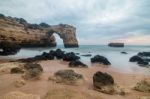 Beautiful Albandeira Beach, Algarve, Portugal Stock Photo