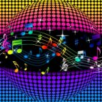 Music Disco Ball Background Shows Colorful Musical And Clubbing
 Stock Photo