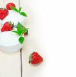 Organic Greek Yogurt And Strawberry Stock Photo