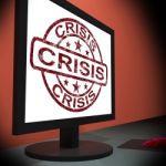 Crisis Monitor Means Urgency Trouble Or Critical Situation Stock Photo