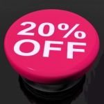 Twenty Percent Button Shows Sale Discount Or 20 Off Stock Photo