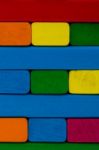 Close Up Square Shape Colorful Background. Wooden Color Toy Bloc Stock Photo