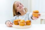 Beautiful Child Having Breakfast At Home Stock Photo