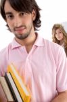 Young Student Holding Books Stock Photo