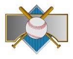 Baseball And Bat On Metal Crest Stock Photo