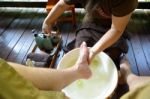 Thai Spa Foot Massage Stock Photo