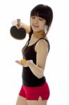 Lady serving pingpong Stock Photo