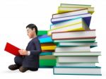 Businessman Reading Books Represents Faq Help And University Stock Photo